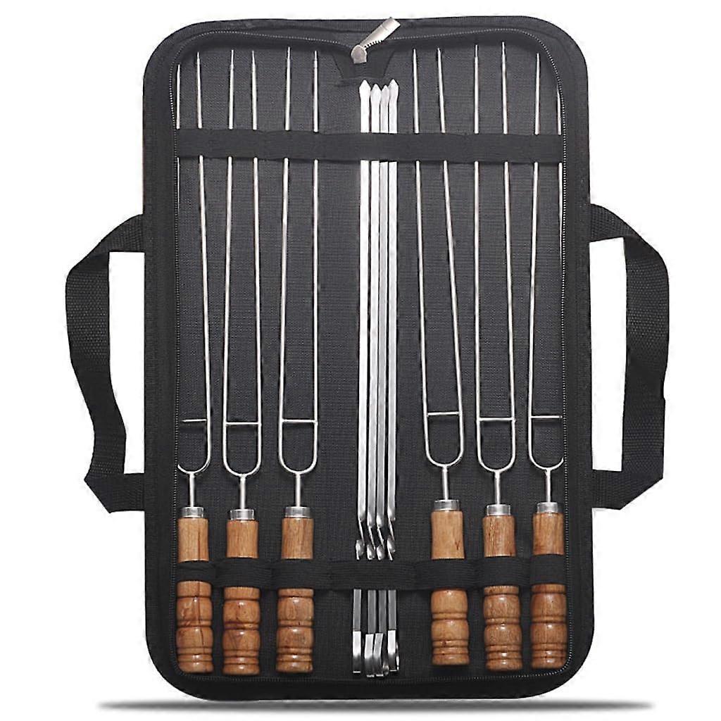 Outdoor grill fork, stainless steel grill fork, portable camping tool, reusable grill fork, grill tool with insulated handle (WhiteFruit peach5)
