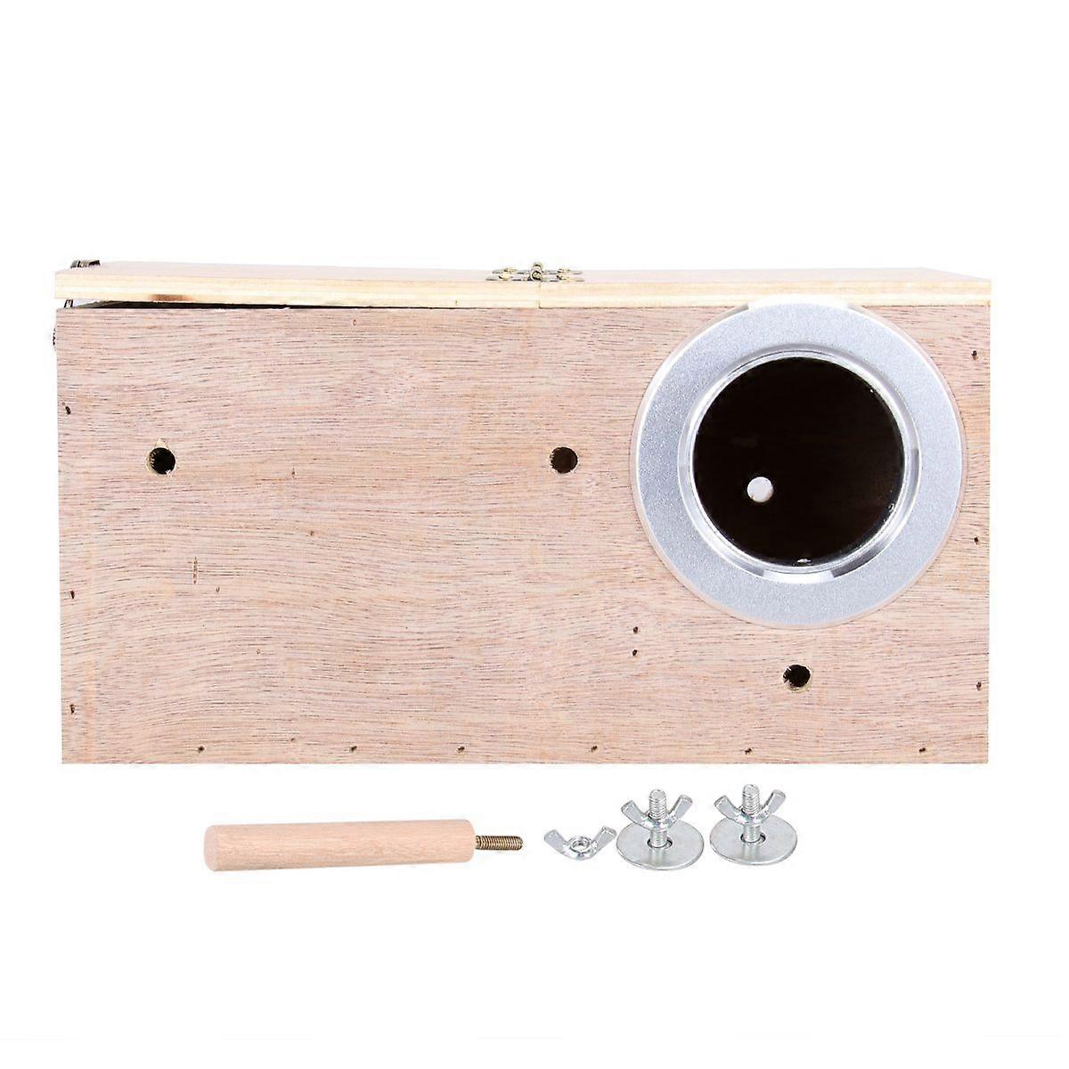 Wood Bird Nest Birds Living Place Creative Incubator Small Bird Hatchery Breeding Box (25x14x14cm, Left and Right Openings Random Style)