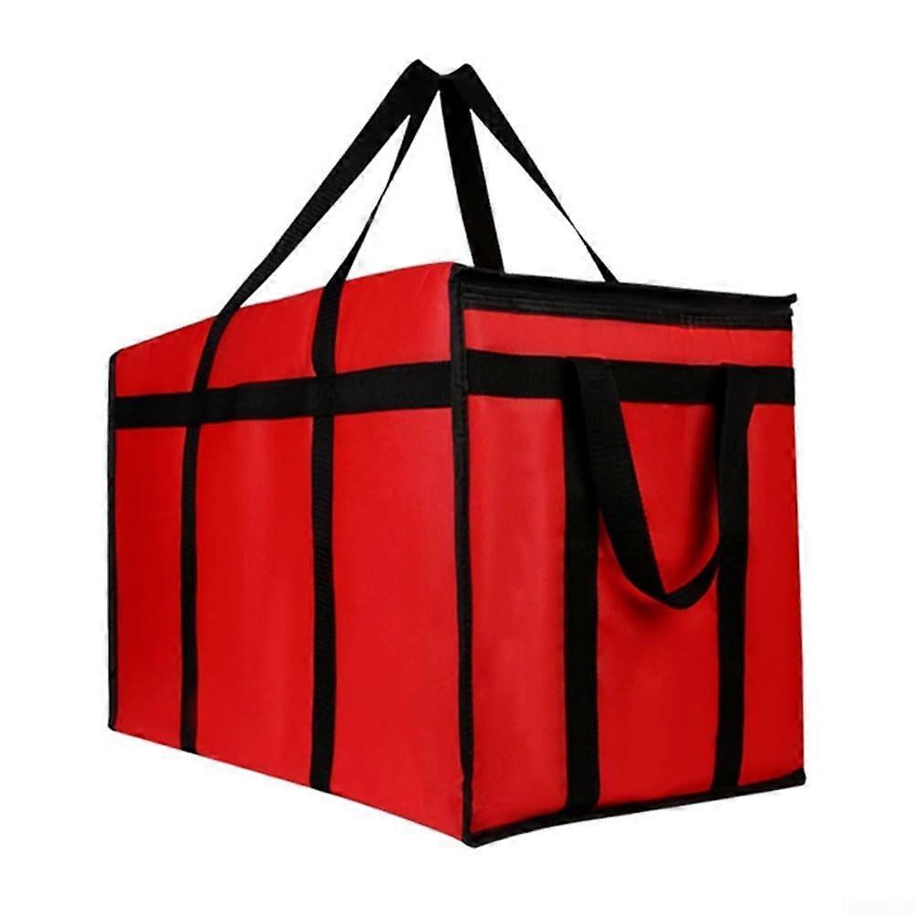 Portable Insulated Cooler Bag for Food Transport, Slim Design, Red and Black, Durable Material, Ideal for Picnics and Travel