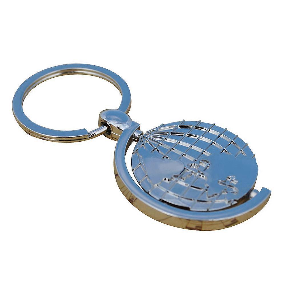 Keychain Decorations Metal Keyring in Silver Color for Christmas present Globe Shape 1Set