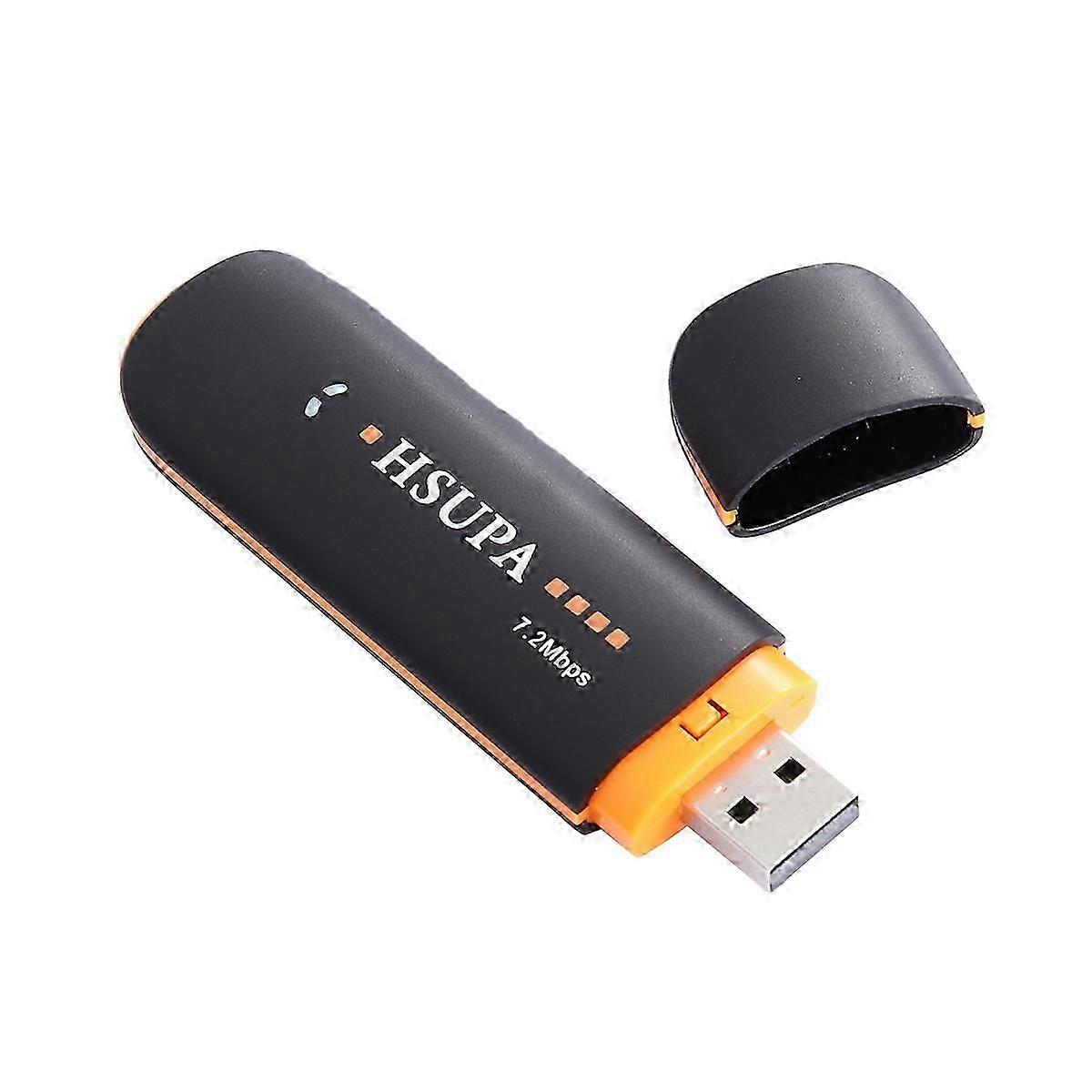 USB2.0 لاسلكي 7.2Mbps 2G / 3G شبكة لان عصا مودم دونغل TF / فتحة SIM (أسود)