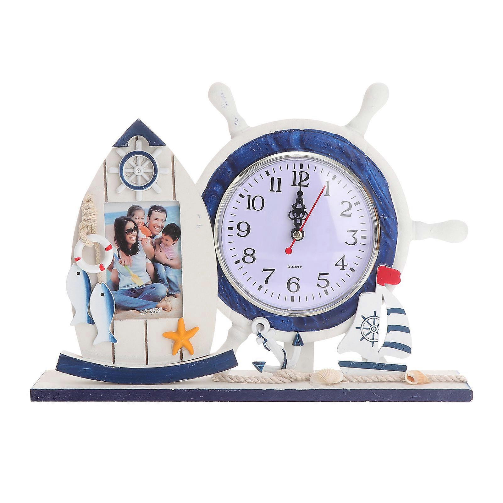 Clock Decoration Timekeeping Home Decor Blue Rectangle Classic Style 1Pack