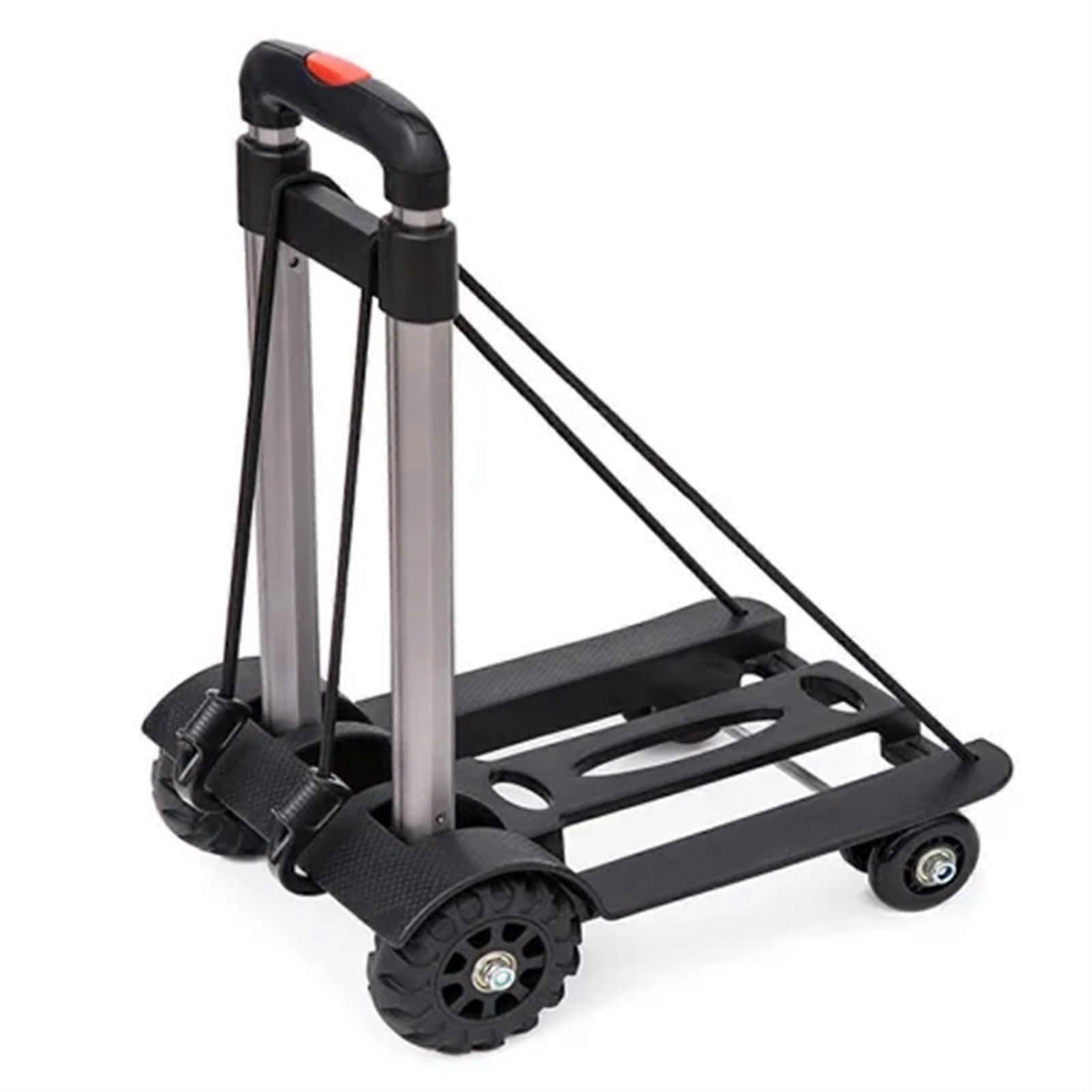 Foldable trolley with 4 wheels, sturdy, foldable, handheld, portable, for travel, carryon, for garden tools