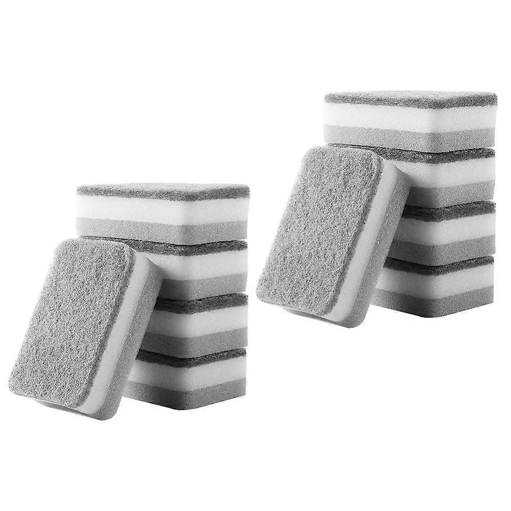 Cleaning Sponge for Kitchen Bathroom Tableware Pots Plates Grey Pack of 10