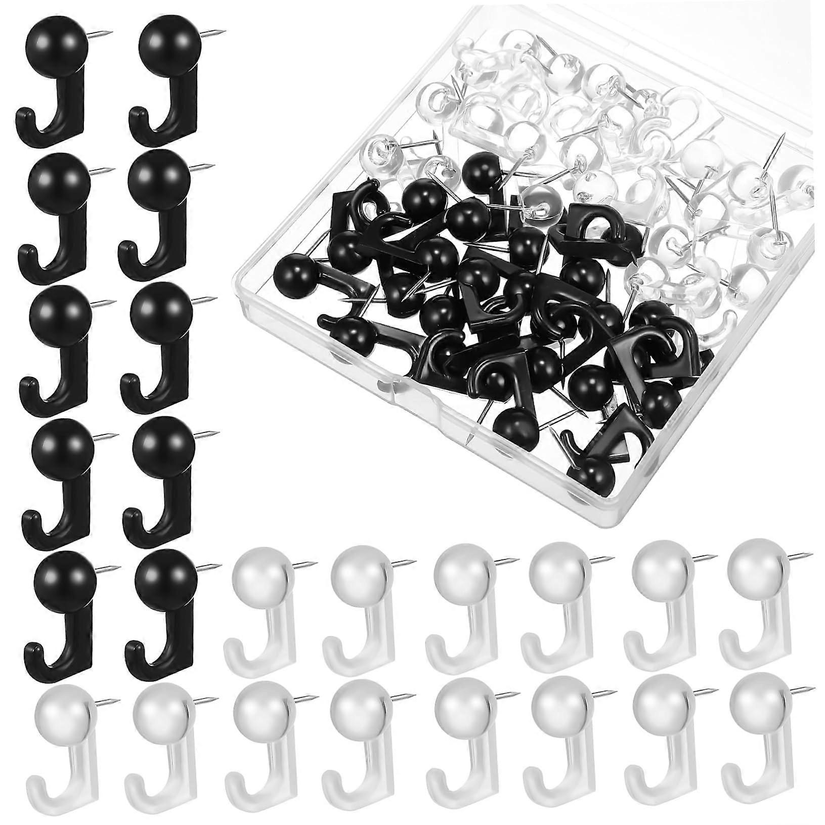 Thumbtacks Hooks Push Pins for Bulletin Board White Wall Hanging Lift Hooks