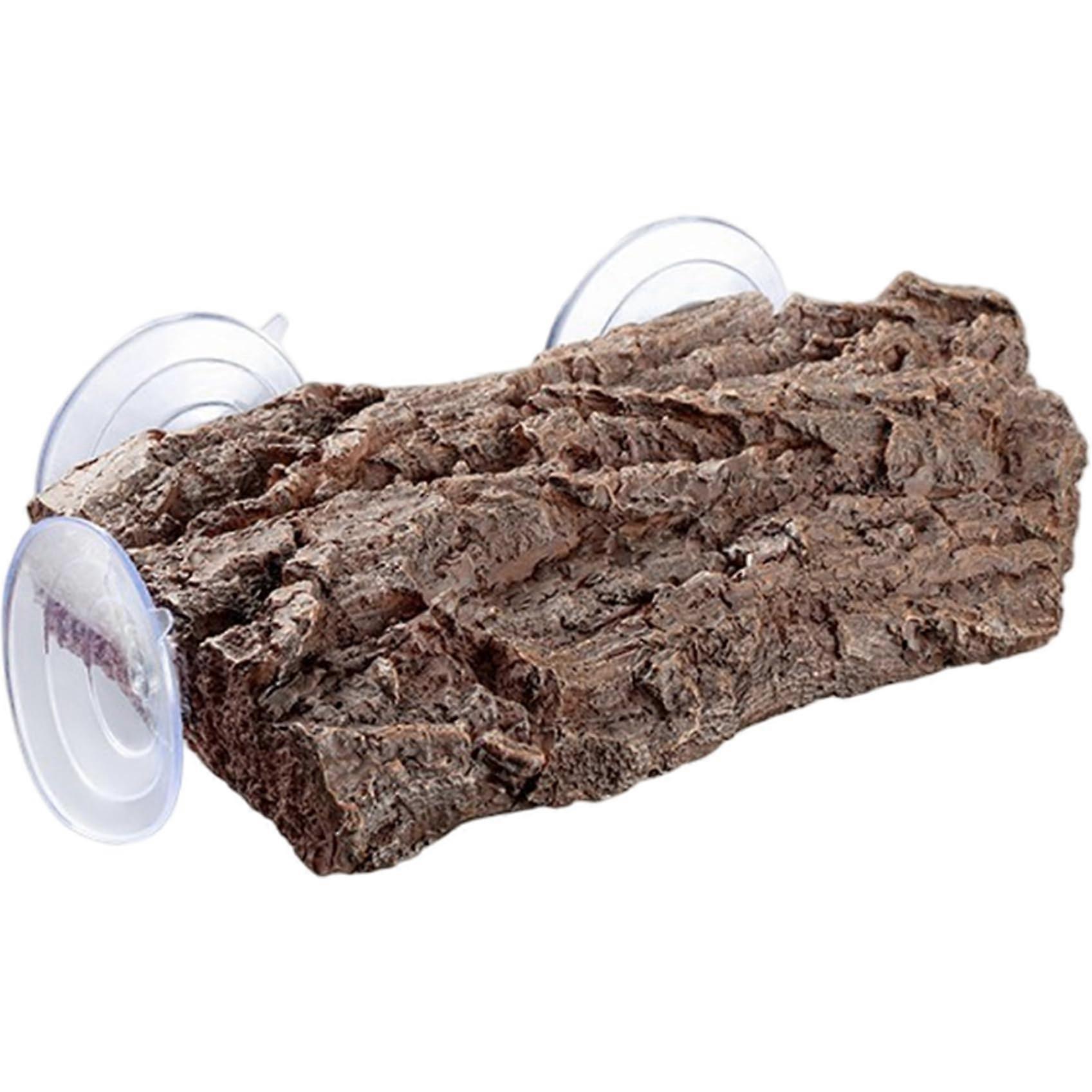 Turtle Basking Platform, Realistic Bark Turtle Dock with Suction Cups, 8.7 x 5.1 x 1.6 Inch Resin Aquarium Accessory, Brown Basking Platform
