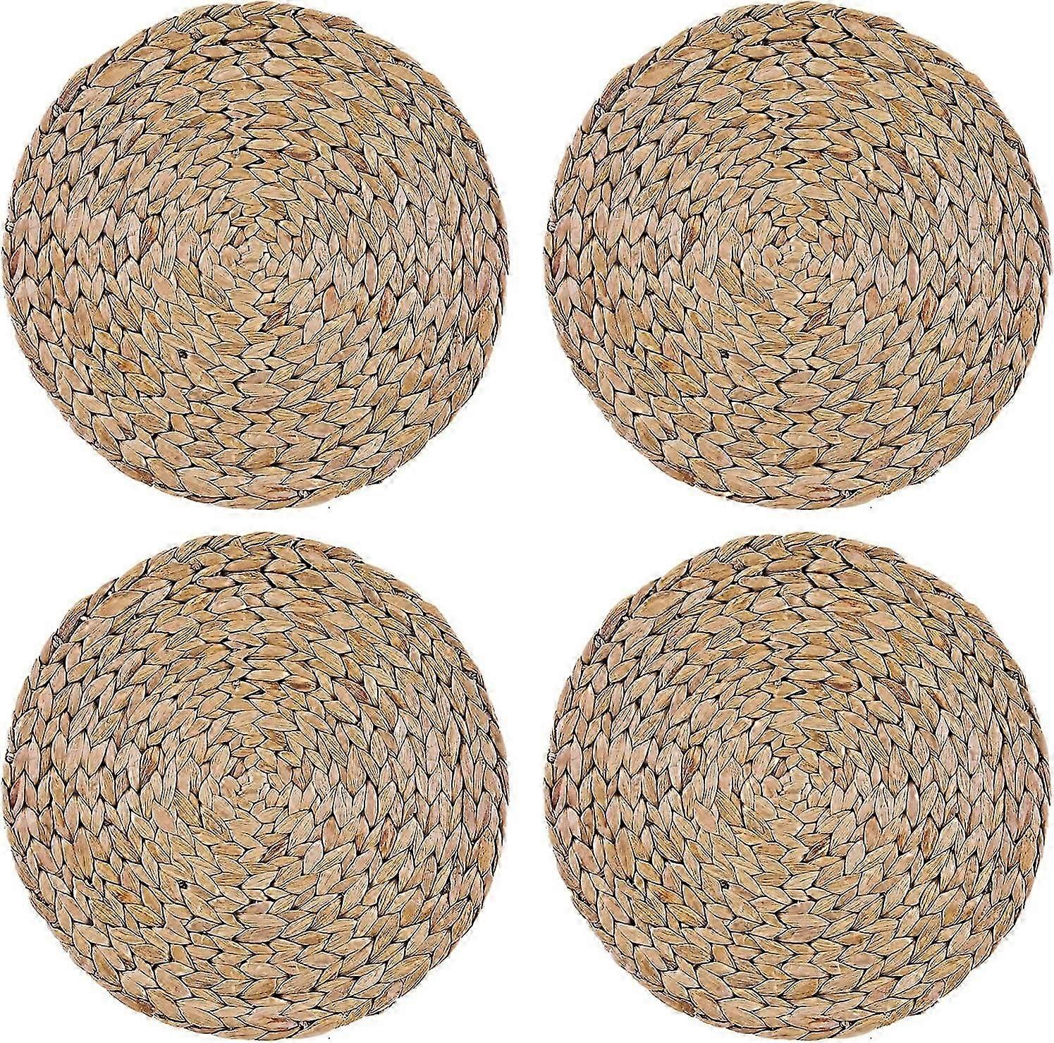 Natural Water Hyacinth Weave Placemats Tablemats, Set of 4