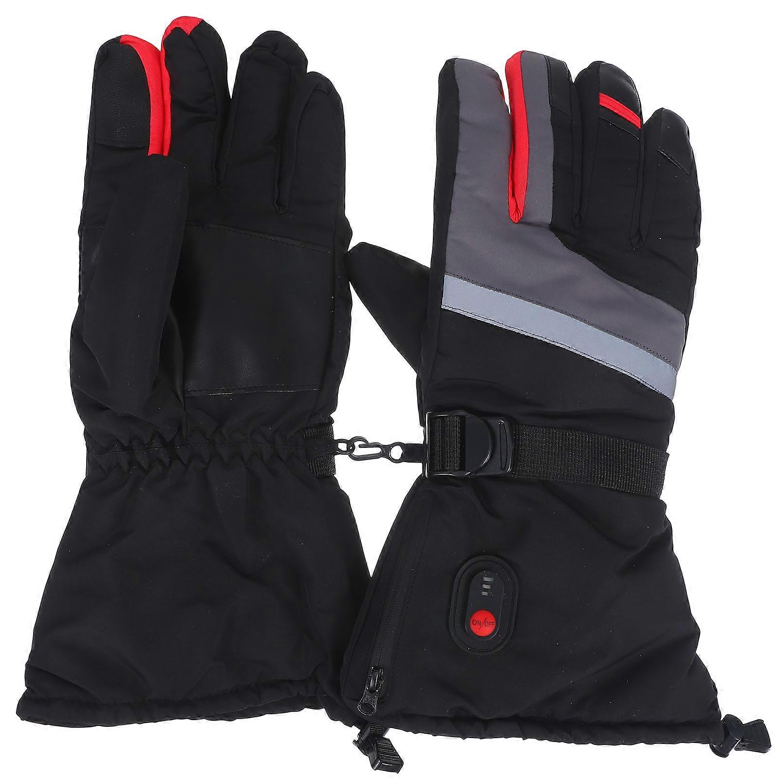 Black Heated Mittens with Thermal Hand Warmer for Winter Outdoor Activities cloth Size:One Size Fits All