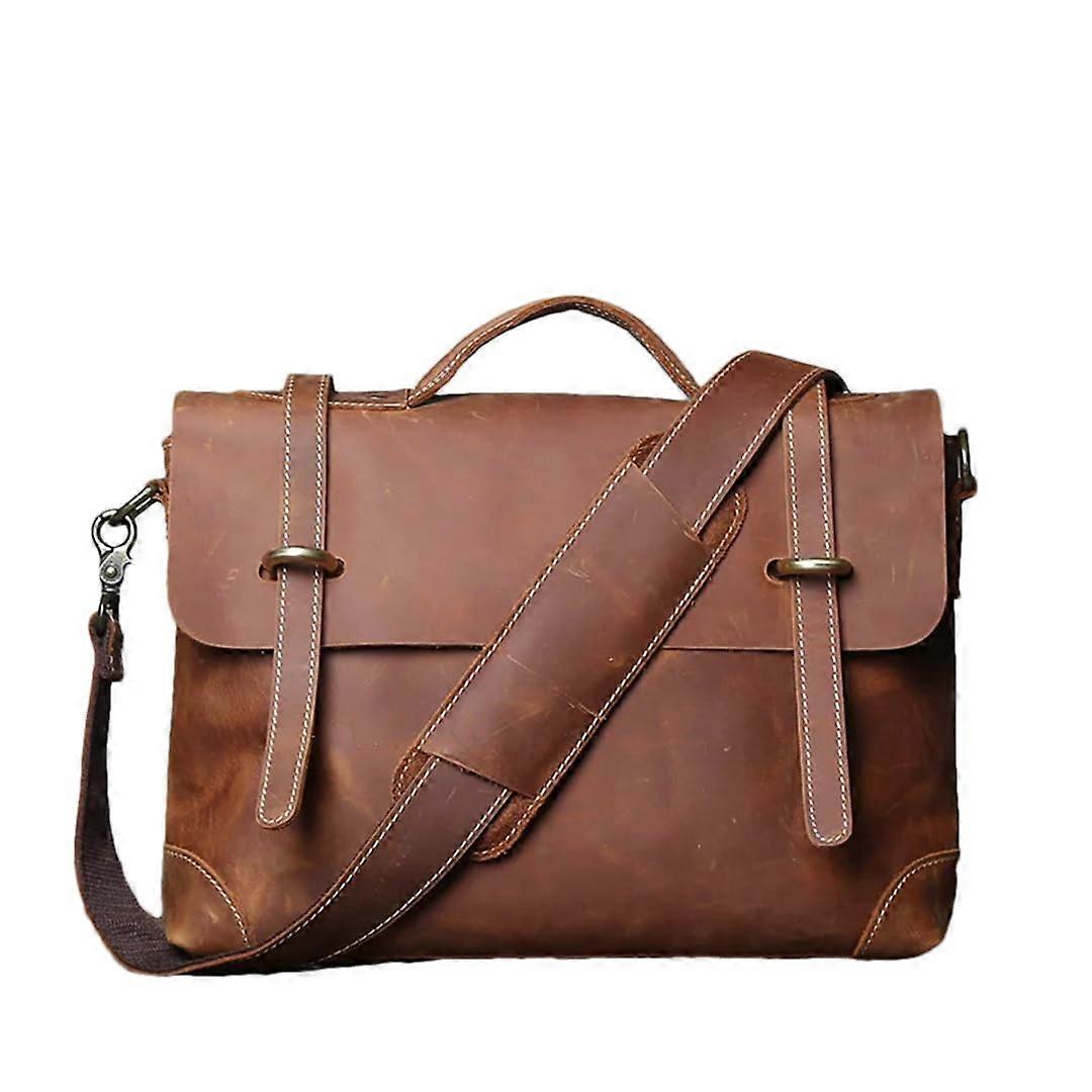 Retro Leather Handbags for Men - Large Capacity Cowhide Business Shoulder Bag in Retro Brown - Casual Versatile Design