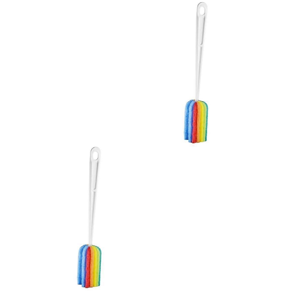 Cleaning Brush Set for Bottles and Cups with Extended Handle - Colorful 10 Pack of Easy Cleaning Brushes - 2 Piece Accessory