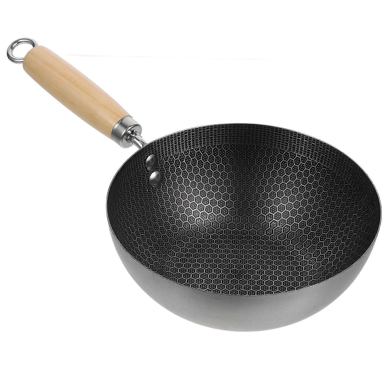 Stainless Steel Honeycomb Grain Frying Pan, Uncoated, Induction Compatible, Ergonomic Handle for Comfortable Stir Fry and Non Stick Performance