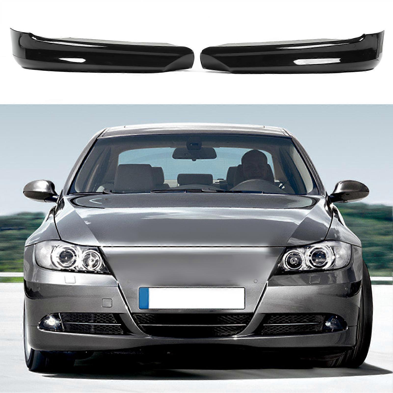 1 Pair Front Bumper Spoiler Lip Aerodynamic Smooth Surface Fit For 3 Series E90 Sedan Pre‑LCI 2005‑2008 Glossy Black