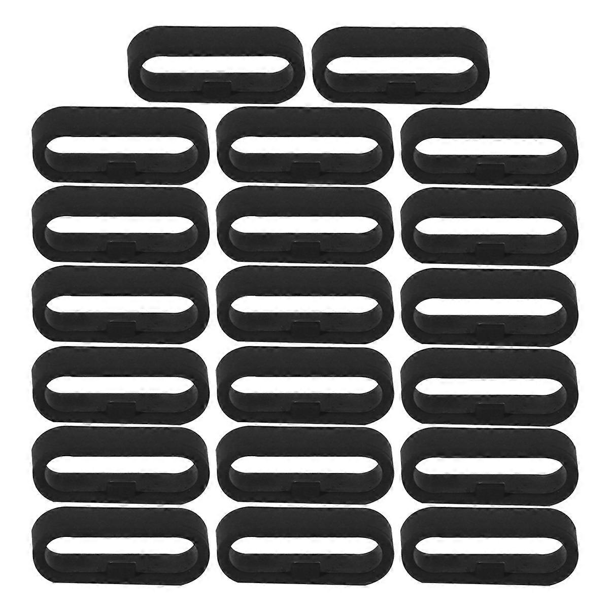 20 Pcs Silicone Watchband Retainer Buckle Holder Black Flexible Replacement Strap Clasp for Secure and Comfortable Fit