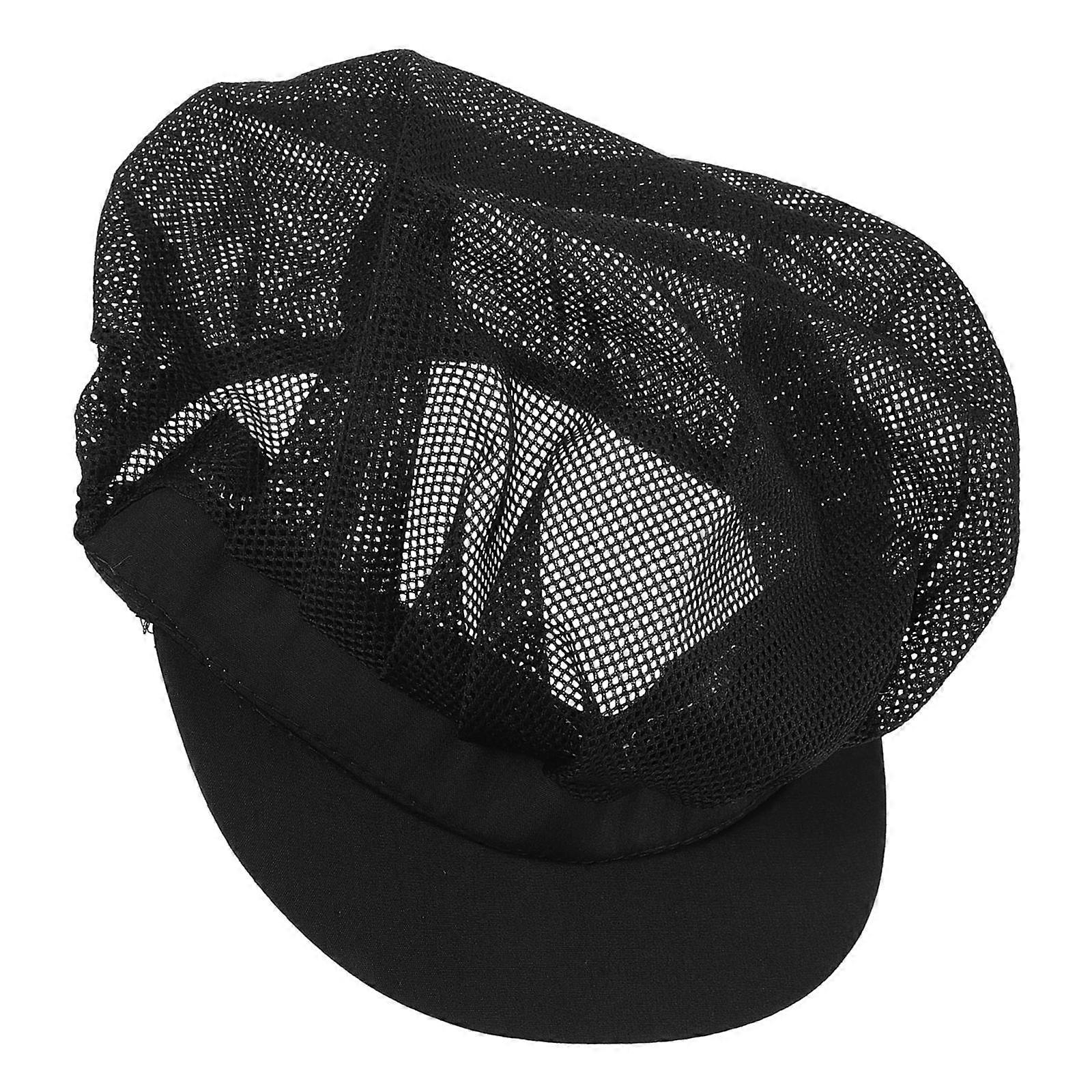 Breathable Chef Hat Adjustable Elastic Mesh Work Cap For Kitchen Working Black 21.00X19.00X19.00CM 1Pcs