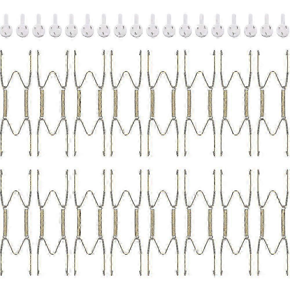 30 Pieces 6-Inch Invisible Plate Hangers with Wall Hooks - Brass Wire Plate Holders for Displaying Decorative Plates on Walls