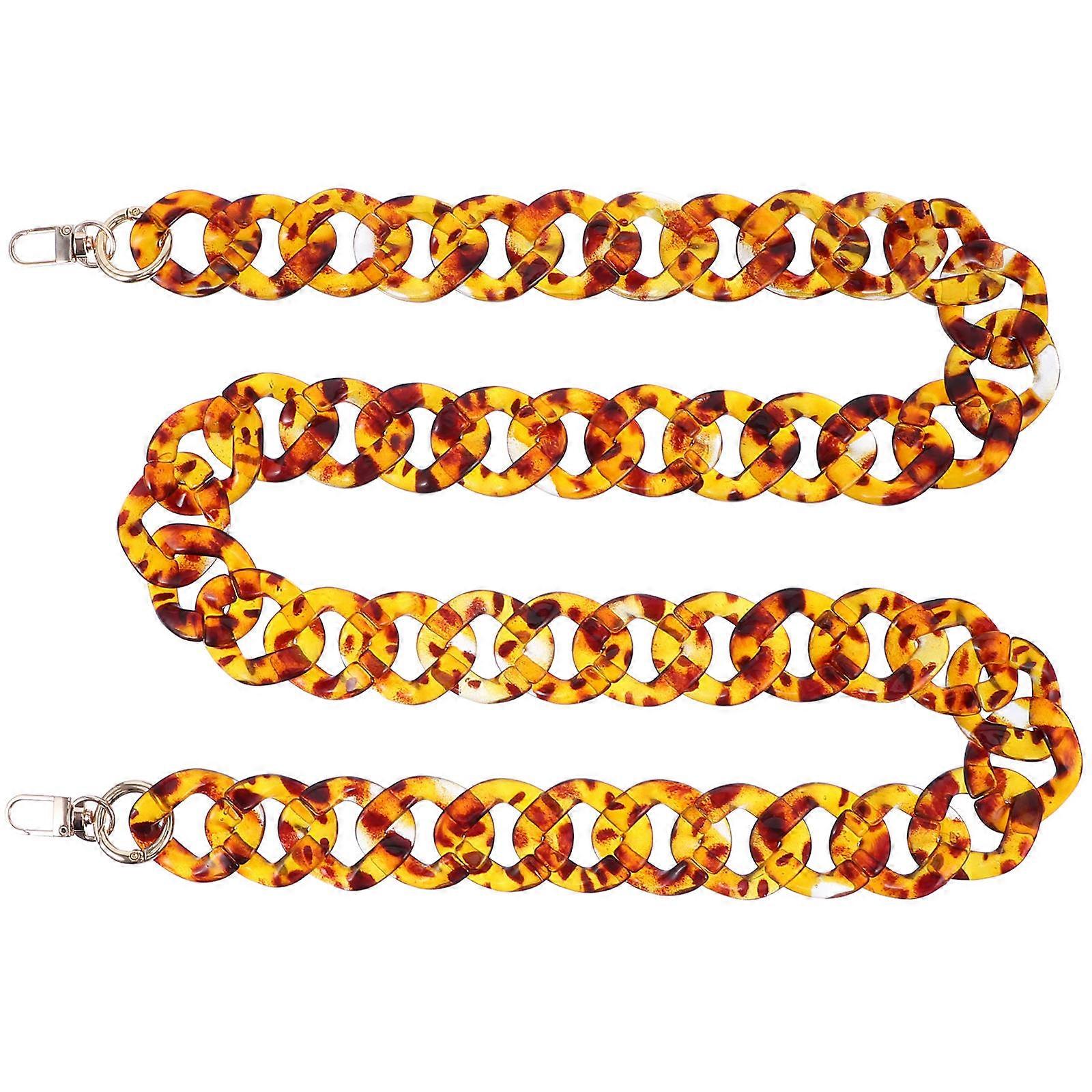 Leopard Print Acrylic Resin Bag Chain Handmade Retro Colorblock Thick Strap Durable Accessory for DIY Handbag Decoration Creative Purse Replacement