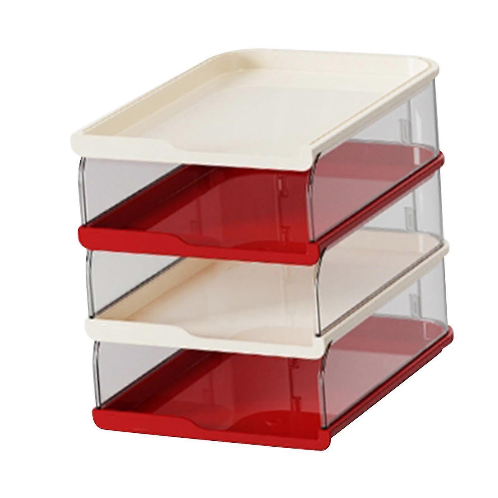 Desktop File Sorter 4-Tier Letter Tray Rack, Red-White Tabletop Office Home Business Desk File Organizer