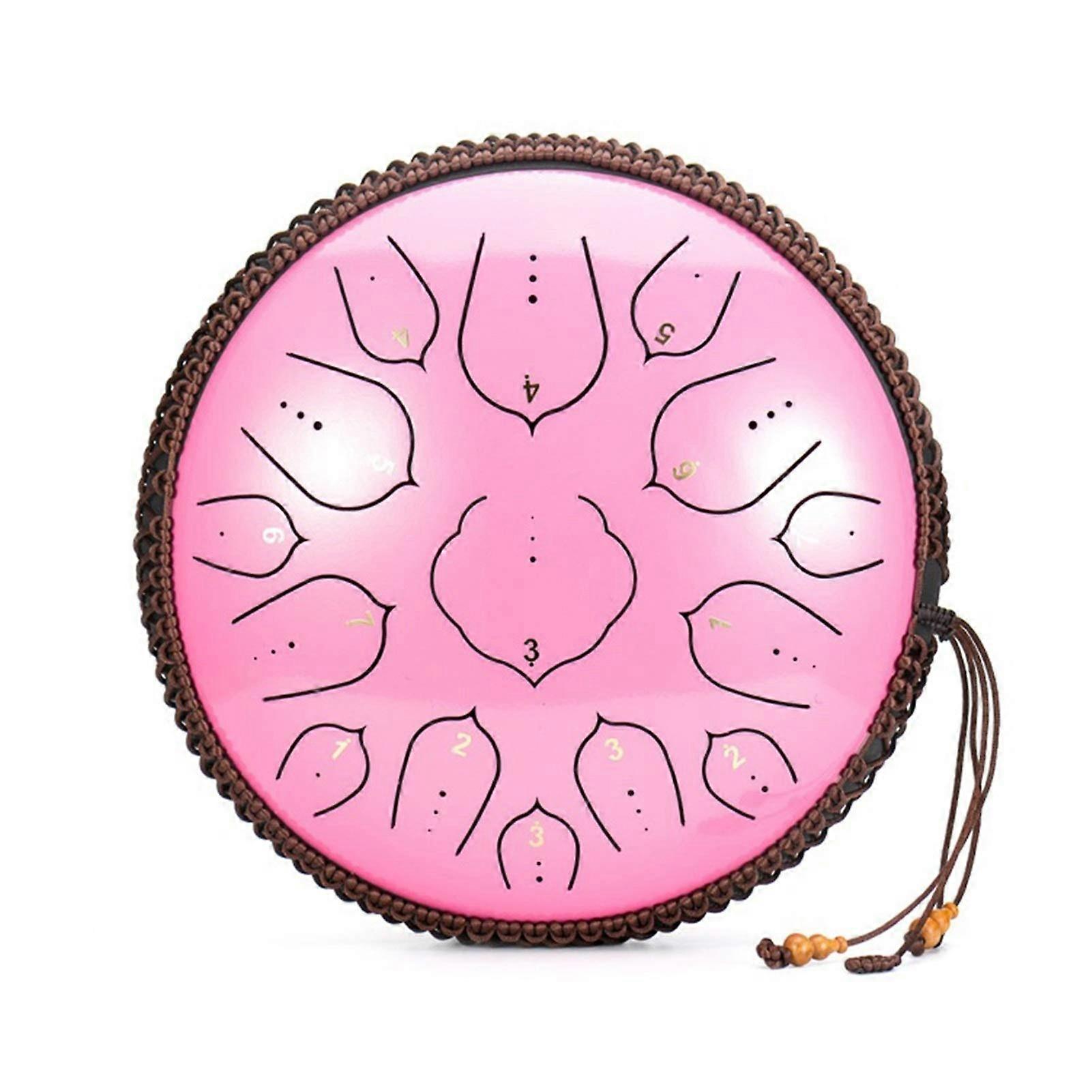 Steel Tongue Drum 14 Inch 15 Pitch, Drum Kit With Drumsticks, Gift For Beginners (Color : A)