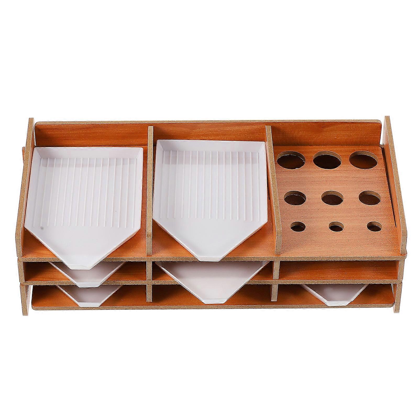 Crafting Organizer Rectangular Shape Storage Organizer for Wood Plastic Material Diamond Organization 7Pcs