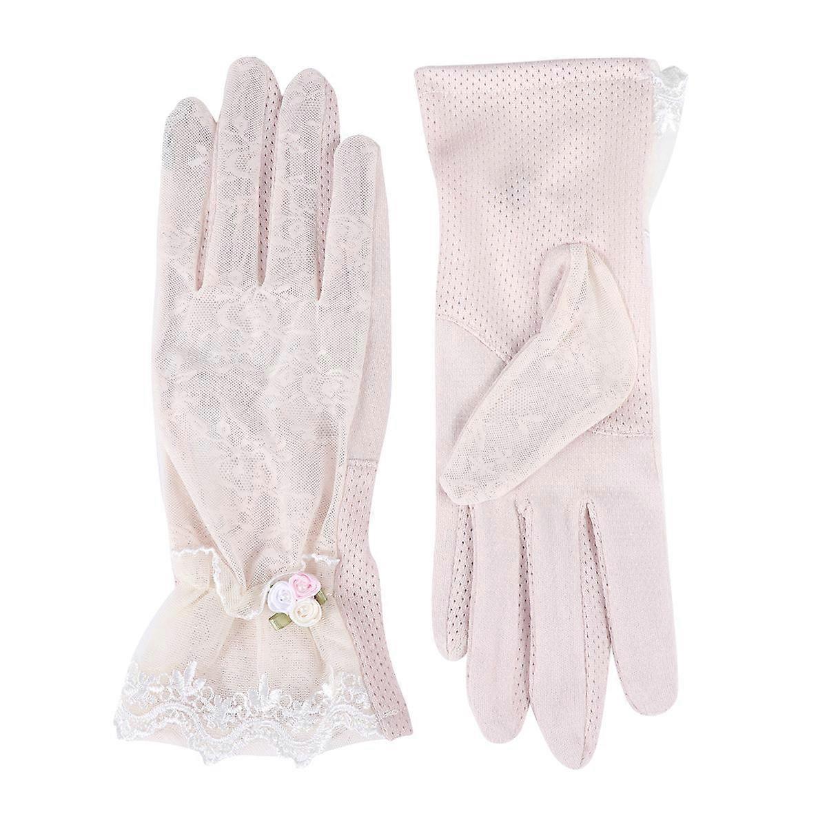 Ice Silk Gloves for Sun Protection with Nonslip Design and Elastic Band Beige Cooling Hand Sleeves