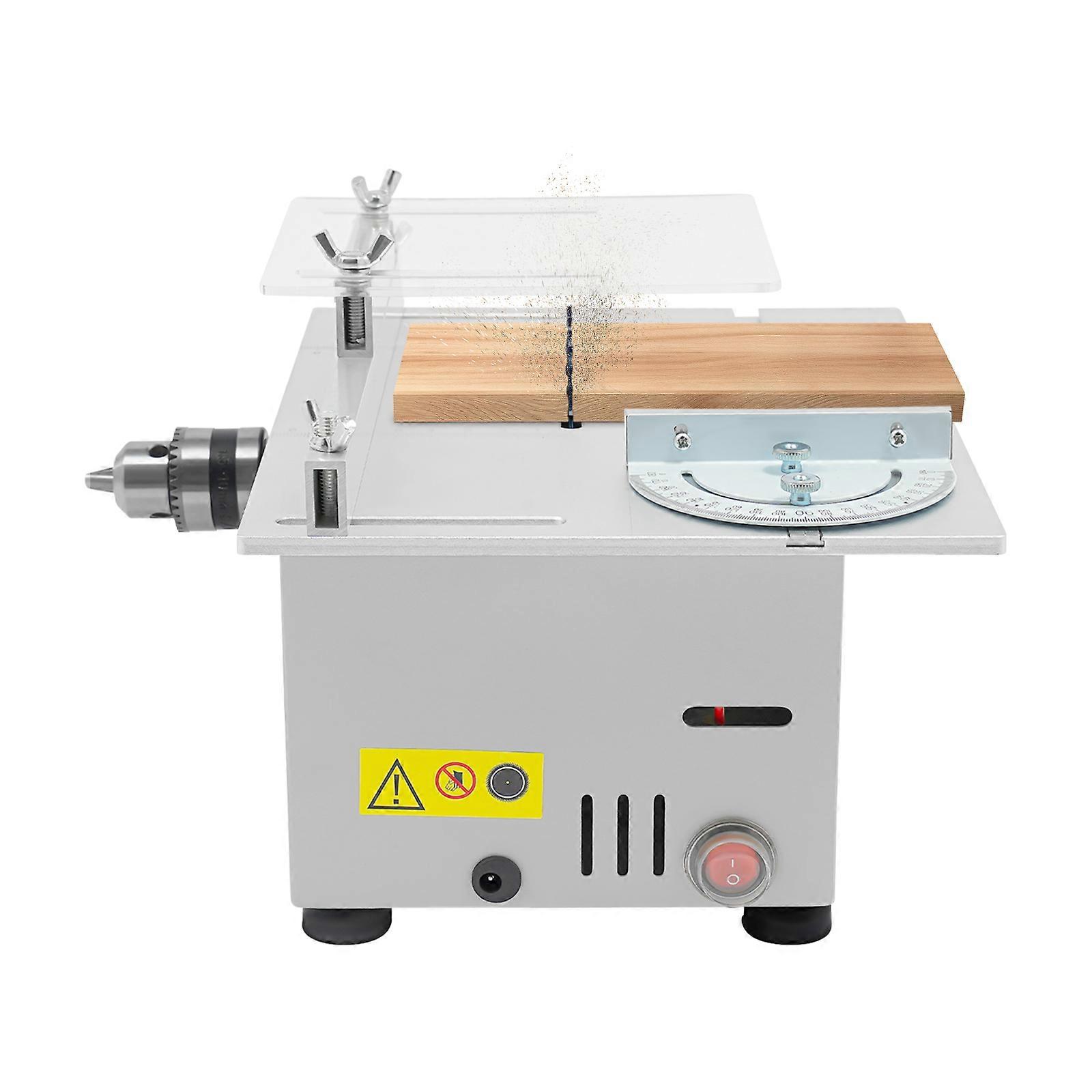 96W Adjustable Variable Speed Mini Table Saw for Cutting Wood, Aluminum, Acrylic