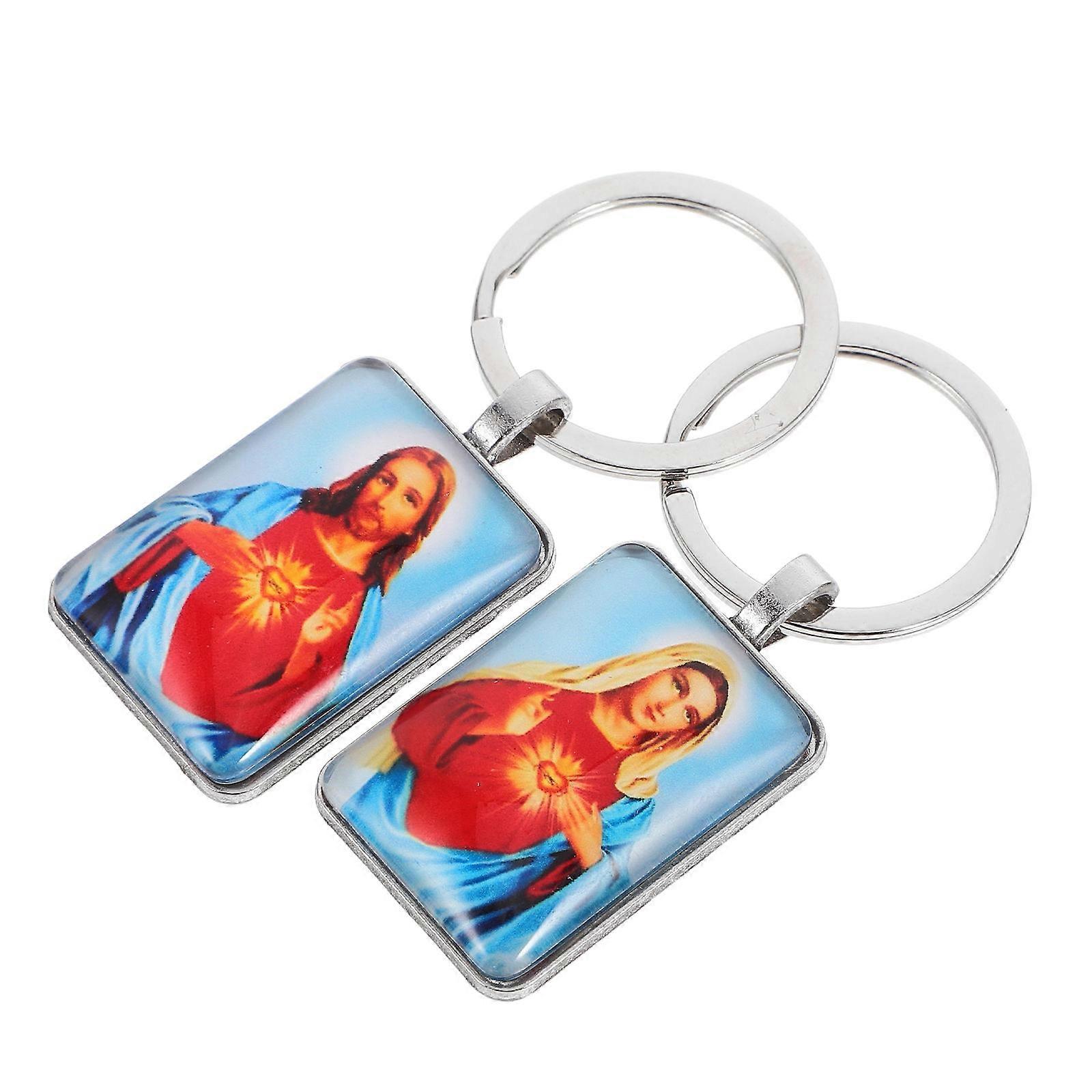 Mini Bible Photo Frame Keychains Religious Party Favors, Jesus Key Rings for Confirmation, First Communion, Car, House & Office Keys Stylish Red &