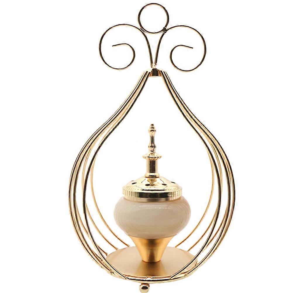 Middle Eastern Burner Ceramic Iron Golden Aromatherapy Diffuser For Home Decor 1Pack