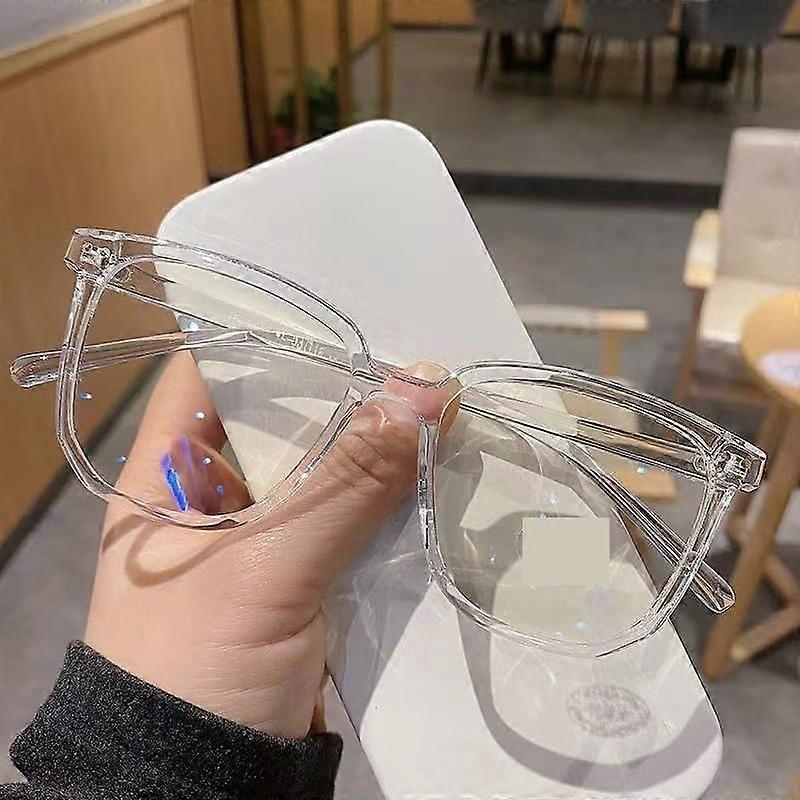Ultralight Computer Reading Glasses +250, Oversized Anti-Glare Blue Light Blocking Glasses, White Color, Flat Light Mirror