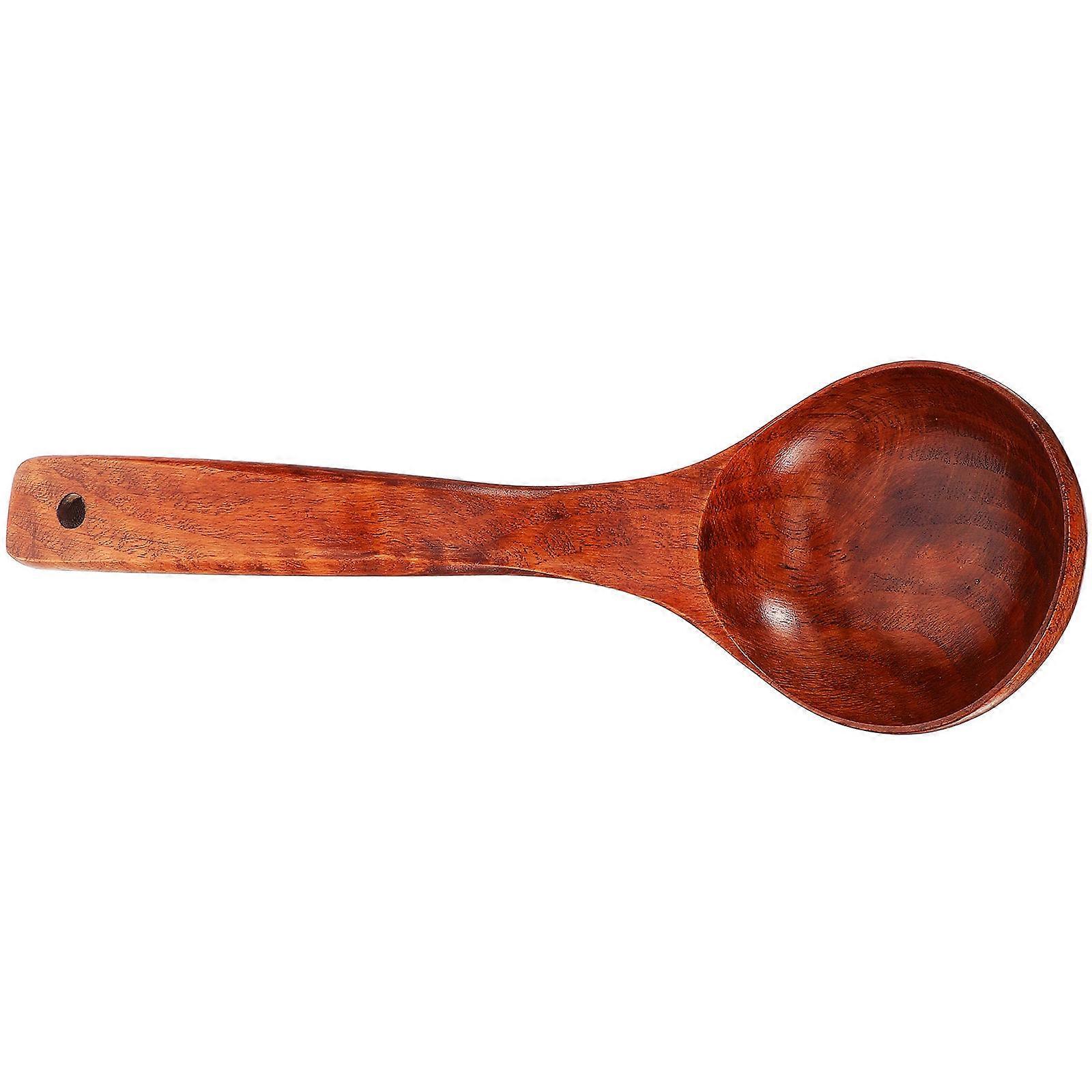Wooden Soup Ladle with Long Handle for Kitchen Use Brown Color 28cm