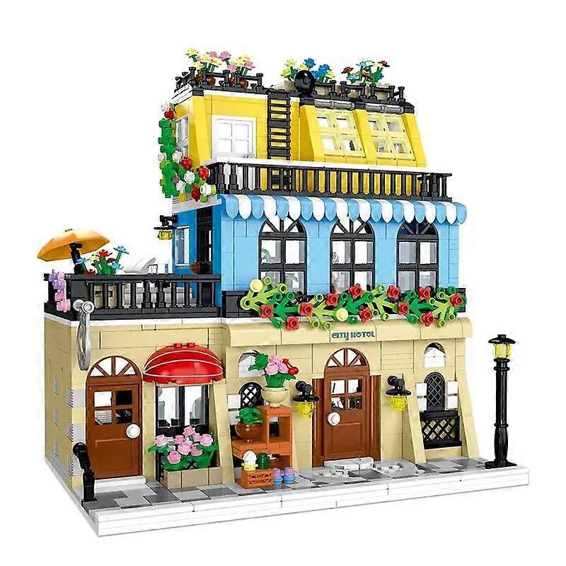 1464 stcke Stadt Cafe Licht ストリート ビュー バウスタイン ツィーゲル モデル Moc Spielzeug