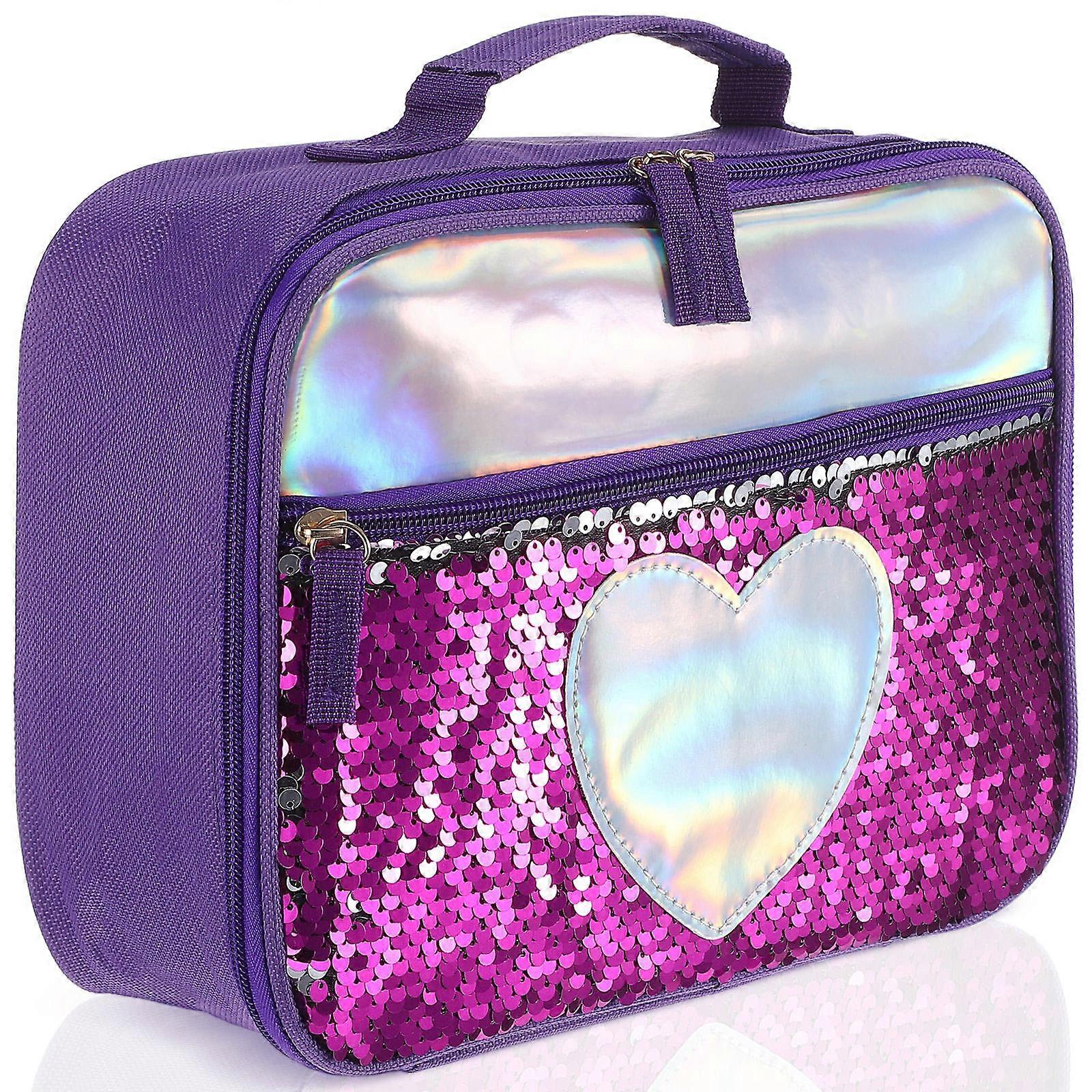 Insulated Lunch Bag Kids Portable Purple For Office Day Trips Beach Sporting Outdoor Activity Picnic 1Pcs