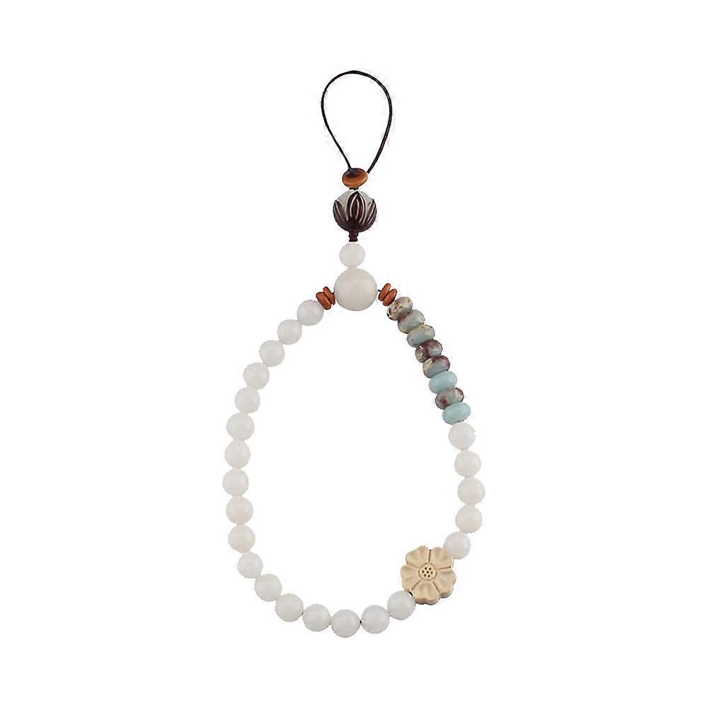 White Jade Bodhi Mobile Phone Lanyard Wrist Rope for Phone Use with Durable Design 6 Inches
