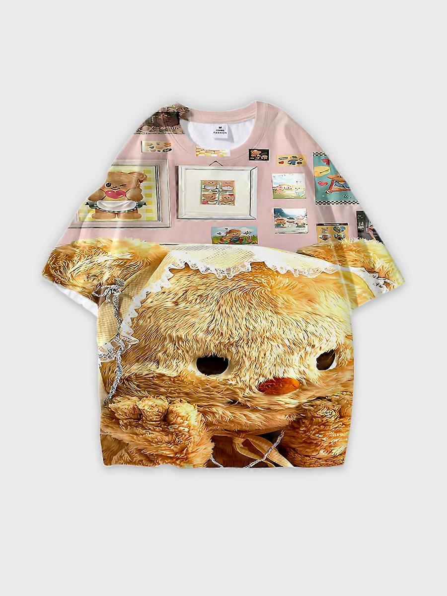 T-shirt round neck Pattern loose short sleeve O151