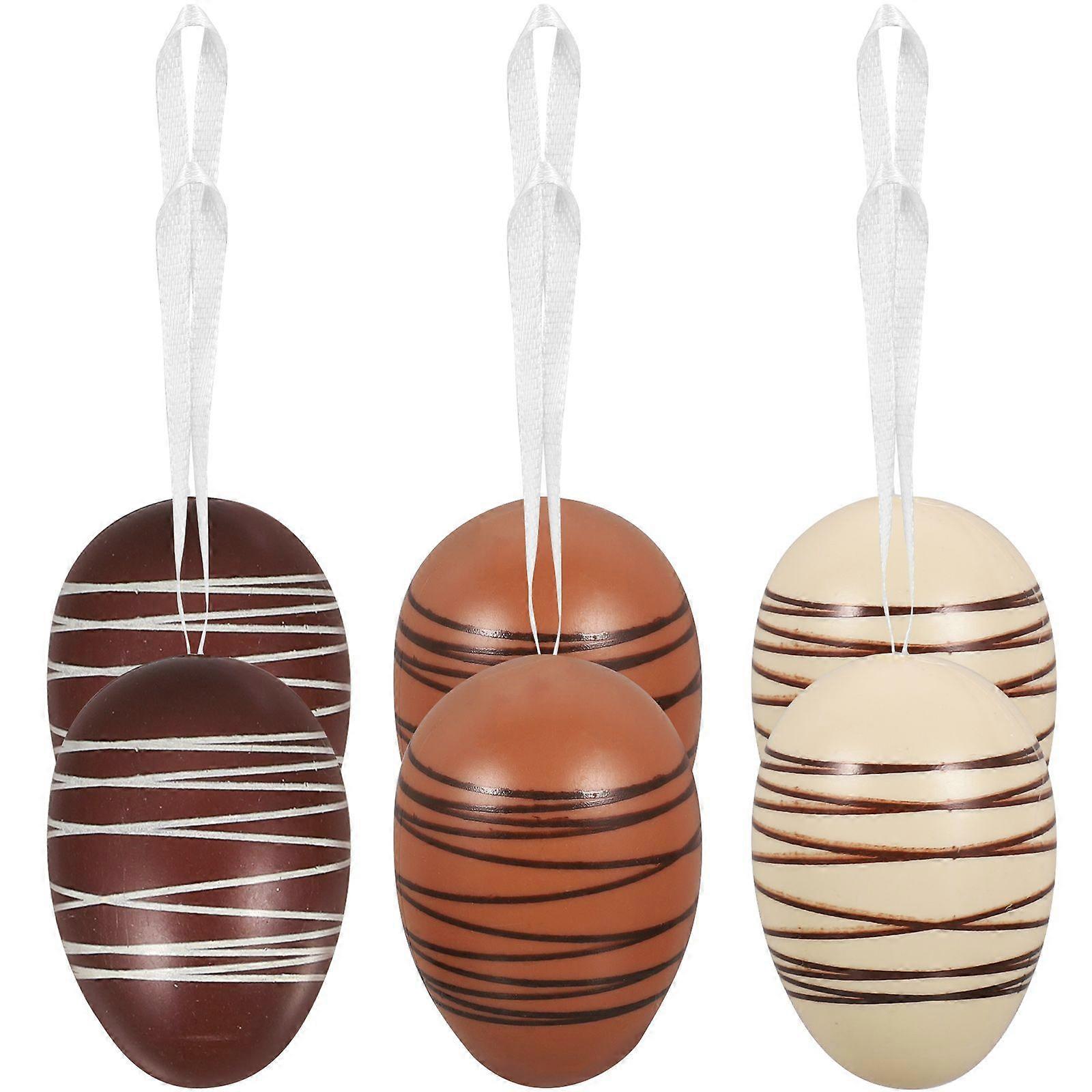 6pcs Egg Shape Pendants Colorful Decorative Egg Hanging Ornament Party Layout Props