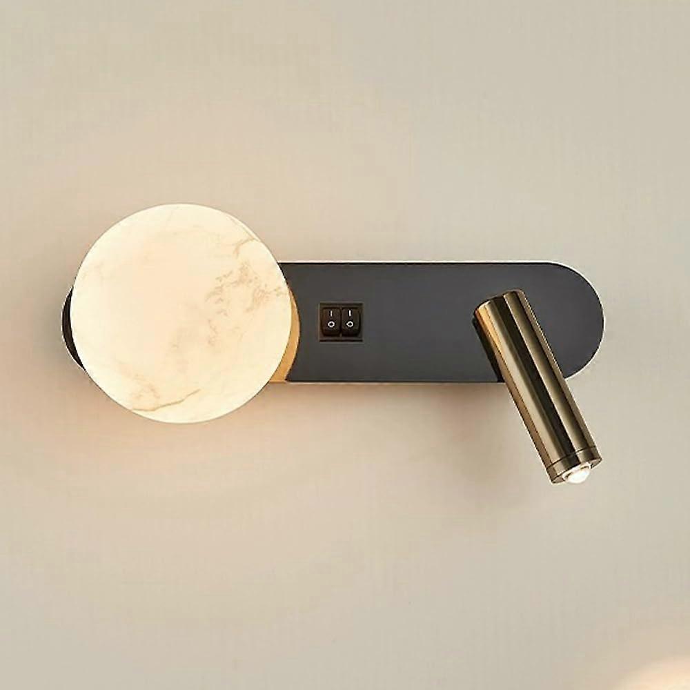 Nordic LED Wall Light with Switch, 350° Rotatable for Living Room, Bedroom, Dark3 Color Mode