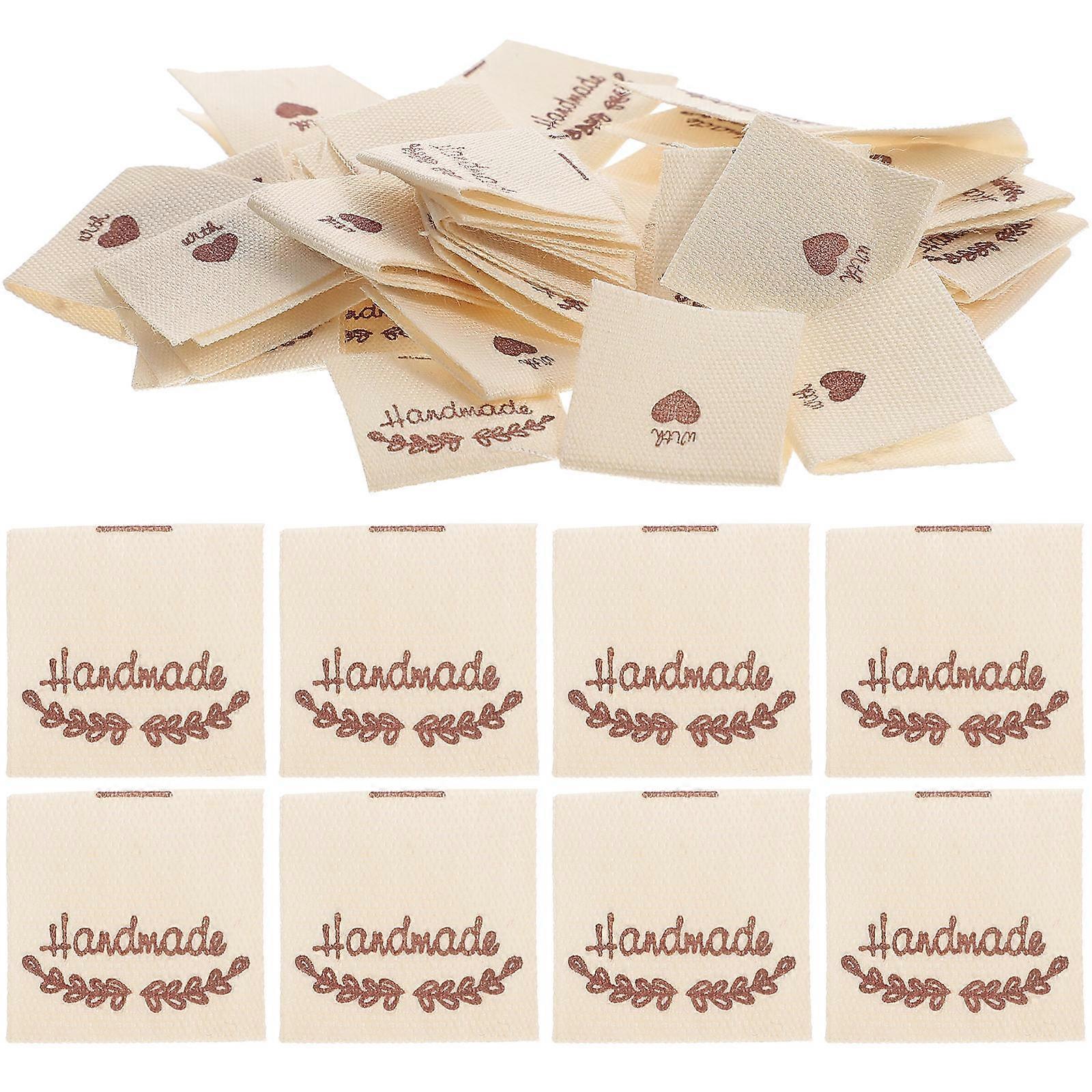 100pcs Handmade Fabric Tags for Sewing Textile Knitting Labels on Sweater Jeans