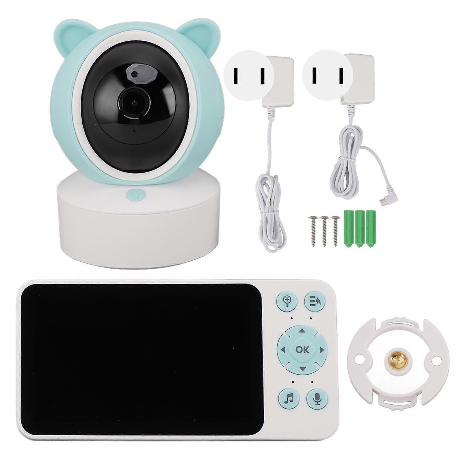 5 Inch Video Baby Monitor Bidirectional Intercom Baby Monitor with Camera Indoor Temperature Humidity Monitoring Plug Voltage 100‑240V C8 US Plug