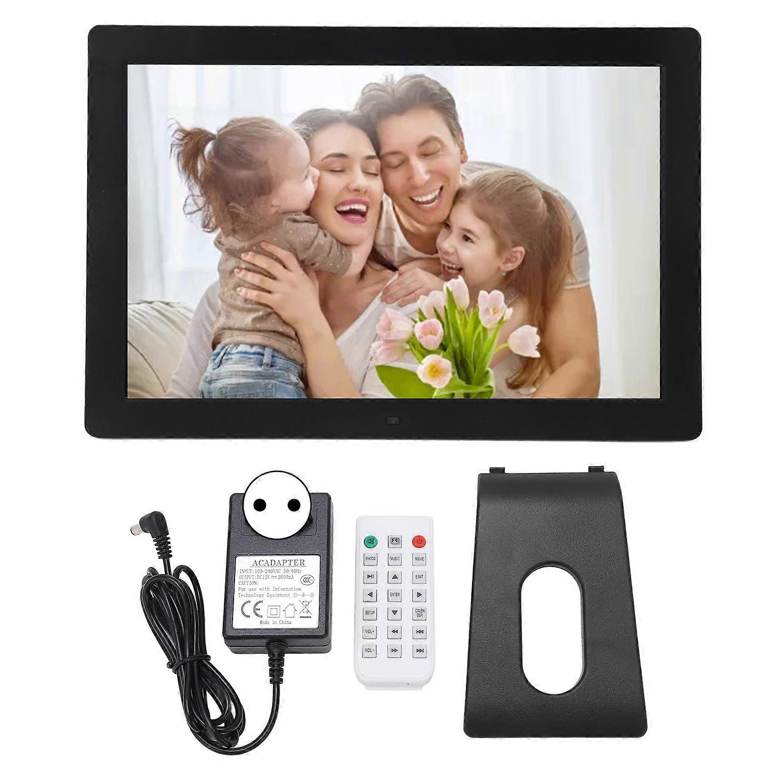 15 Inch HD Digital Photo Frame Intelligent Remote Control Video Player Smart Picture Frame 100‑240V EU Plug