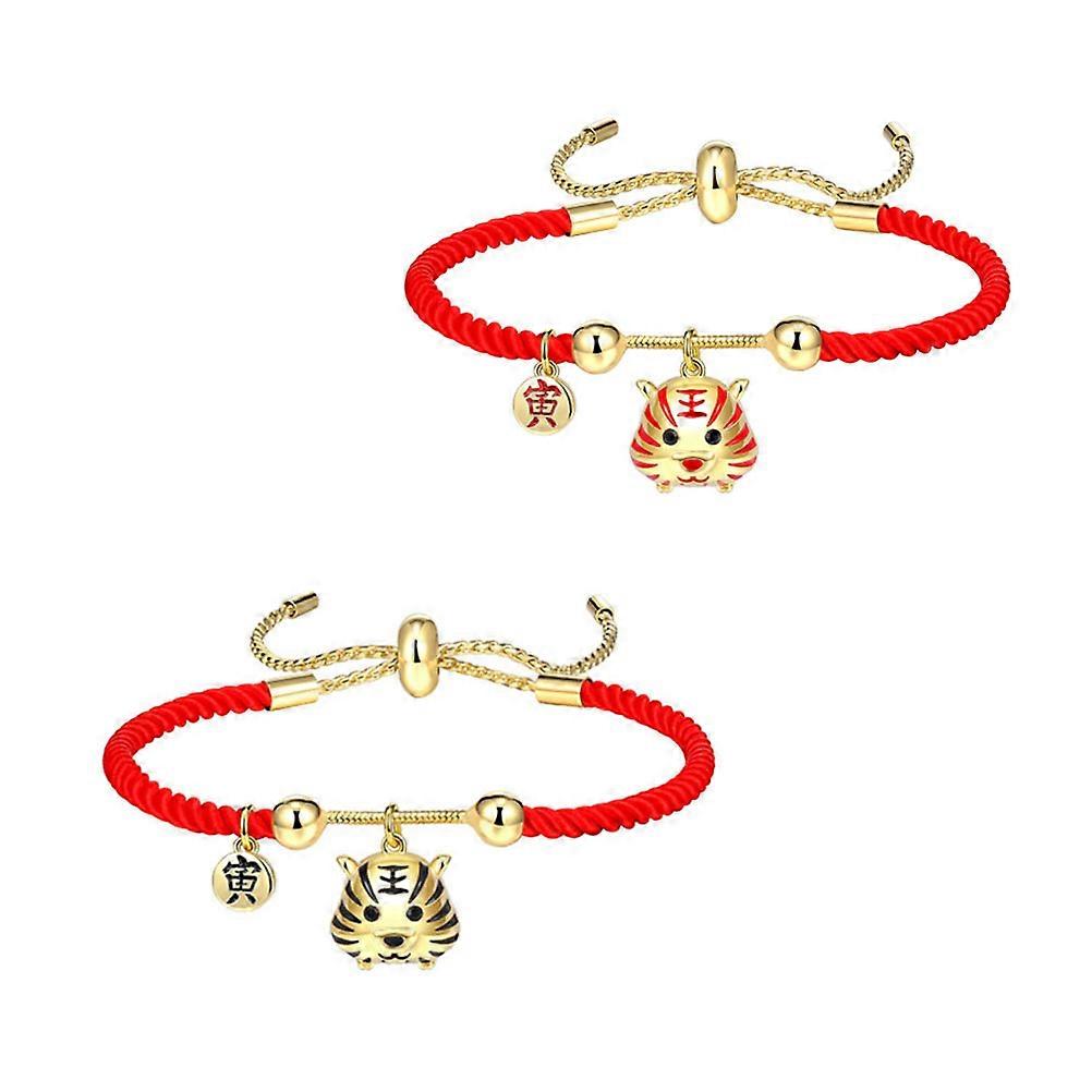 Tiger Year Red Rope Bracelet for Decor with Adjustable Knots Assorted Color