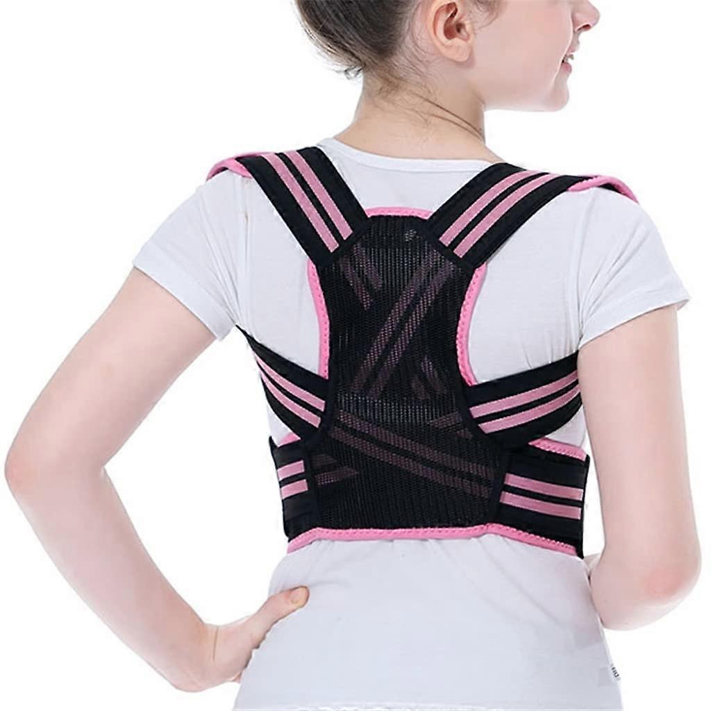Adjustable Posture Corrector Back Support Belt Orthopedic Corset For Spine Lumbar Shoulders Pink XL M-Code