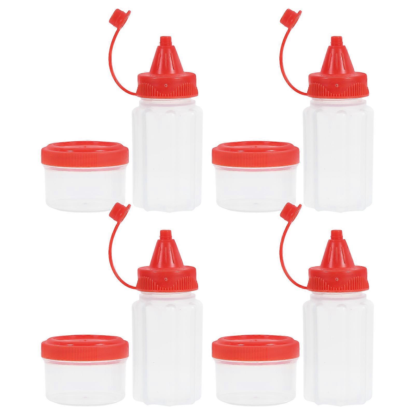 Red Mini Condiment Squeeze Bottles for Sauce Storage Travel Containers with Tight Sealing PP Material 3.4 oz
