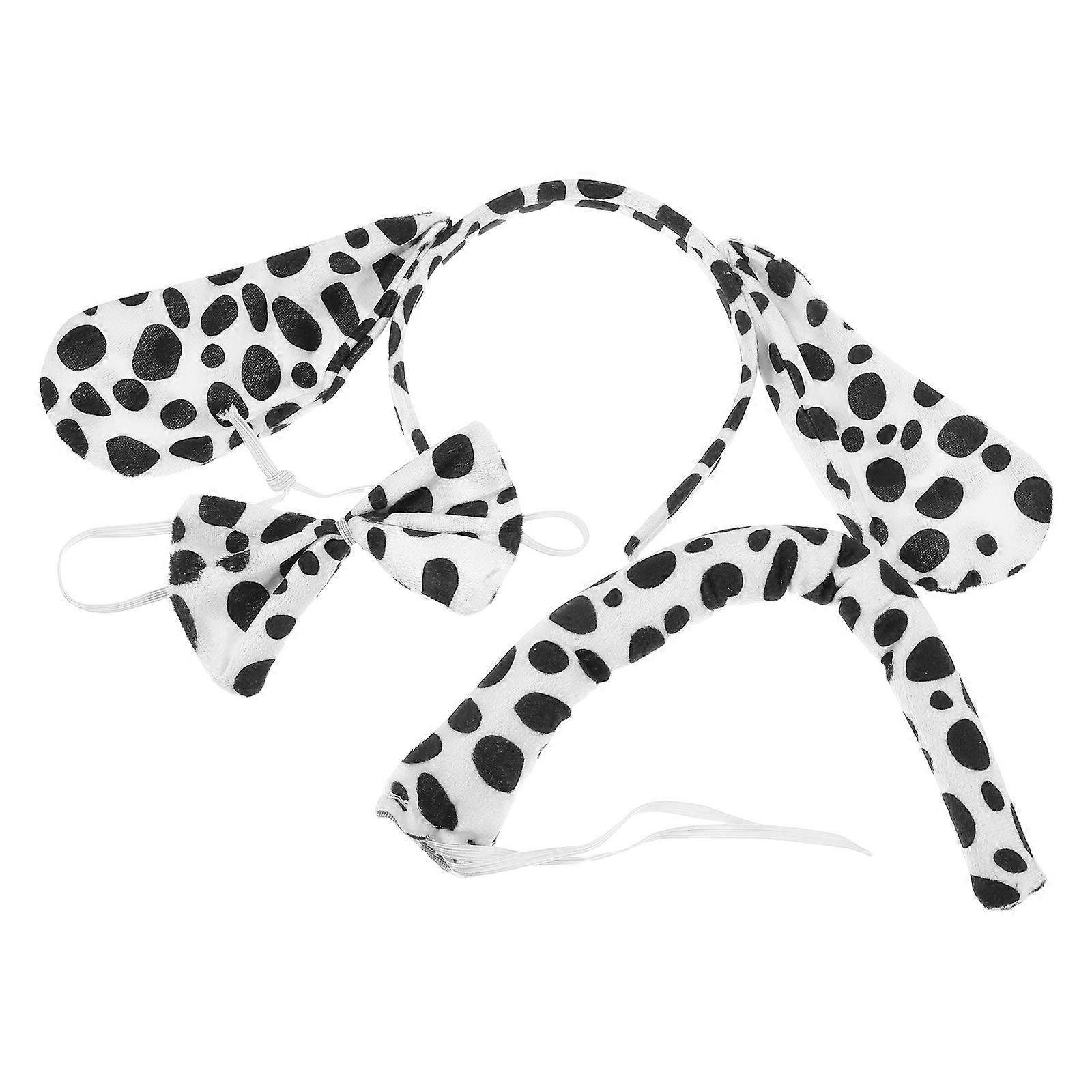 Stylish Dog Ear Cosplay Costume with Headband Bow Ties and Tail for Adults Kids Parties in Fabric Multi Size 3Pcs Set