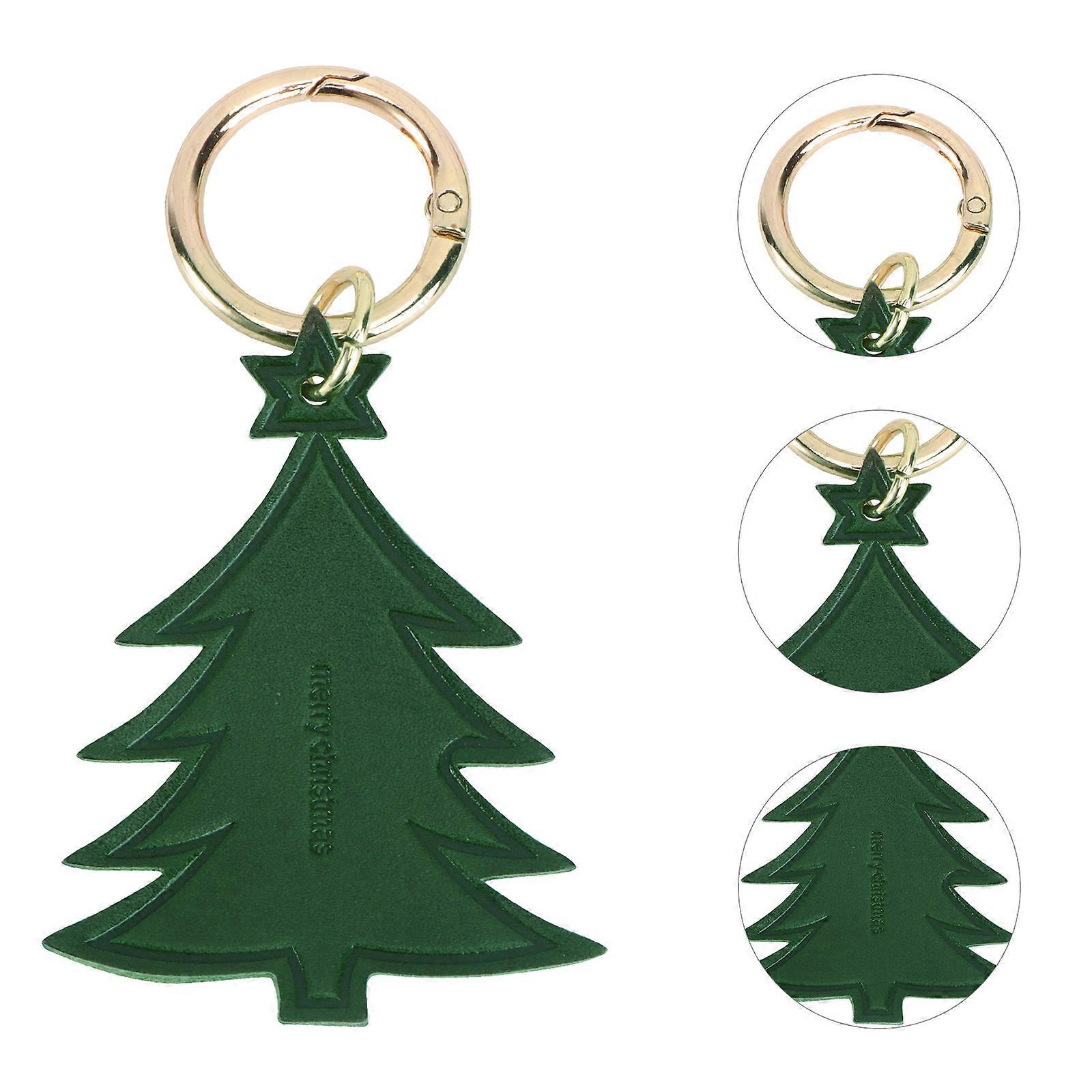 Christmas Tree Shaped Keychain Bag Pendant for Key Use Green Creative Car Decoration