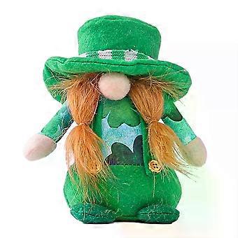 St. Patrick Day Gnome Doll Faceless Swedish Tomte Scandinavian Nisse Green Hat Clover Plush Doll Irish Festival Party Decor