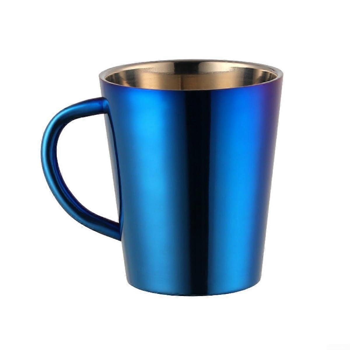 Doublewalled construction, 300 ml stainless steel cup, shatterproof and dishwashersafe, for daily use with beverages (blue)