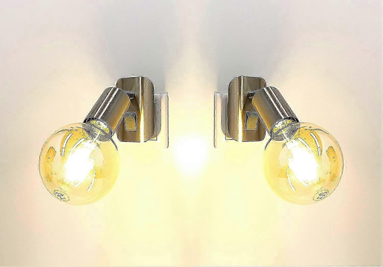 LED Socket 11-260A in Matt Nickel with 1x LED Bulb E27 Gold 2500K Warm White 4 Watt *ANNA* Wall Light