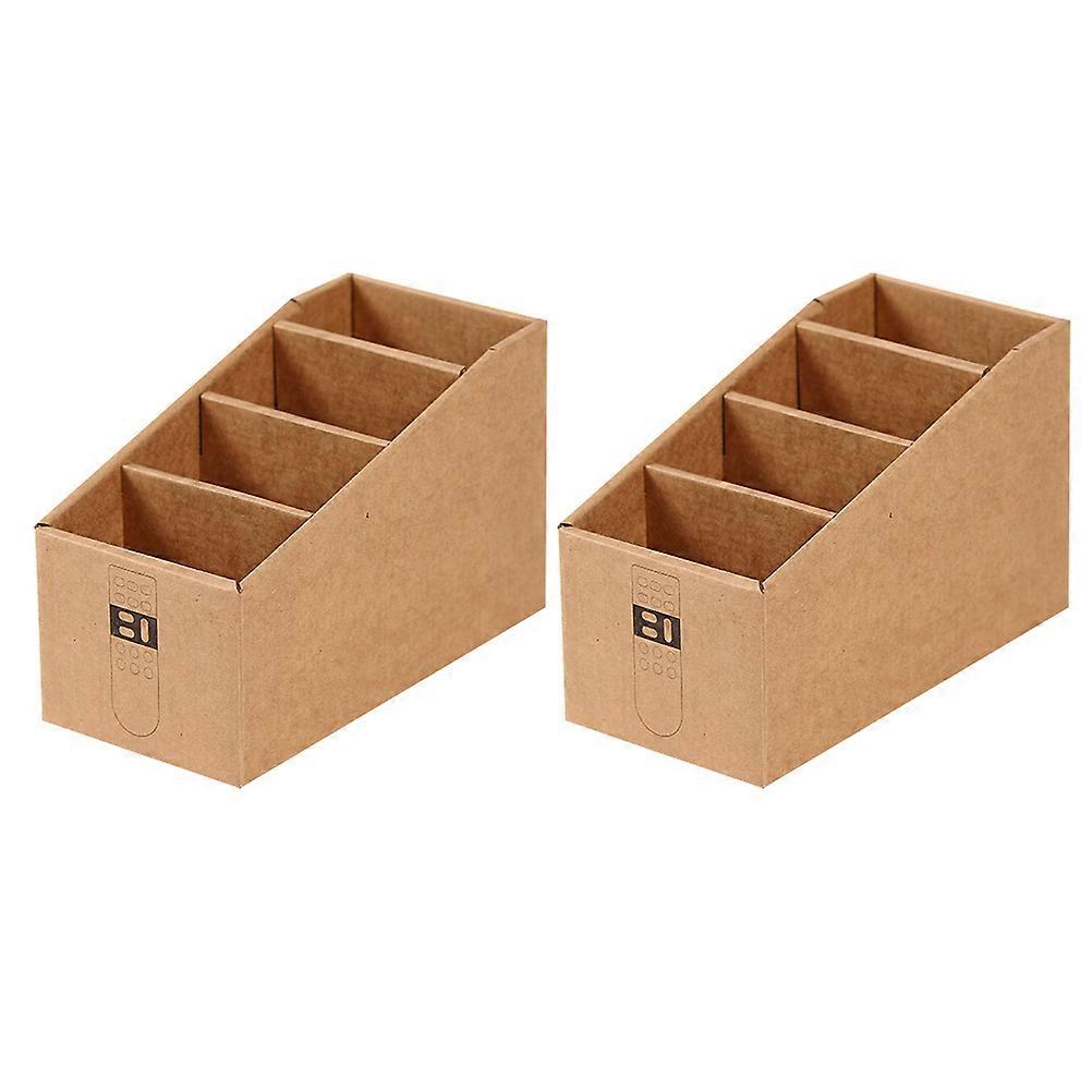 Storage Box 2Pcs Light Brown Multi-Grid Holders Perfect For Organizing Cosmetics And Remote Controls At Home