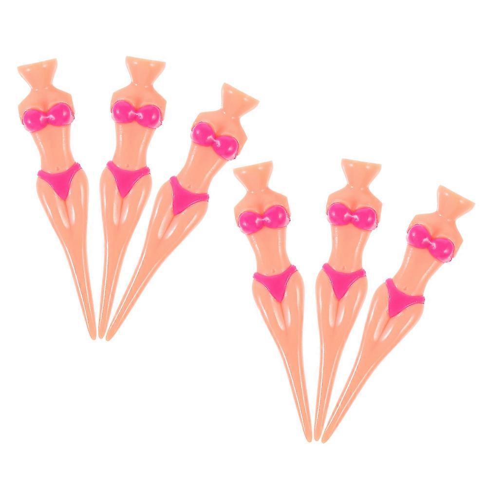 Durable PP Golf Tees for Ladies Pink Color Suitable for Golf Practice and Parties 6pcs