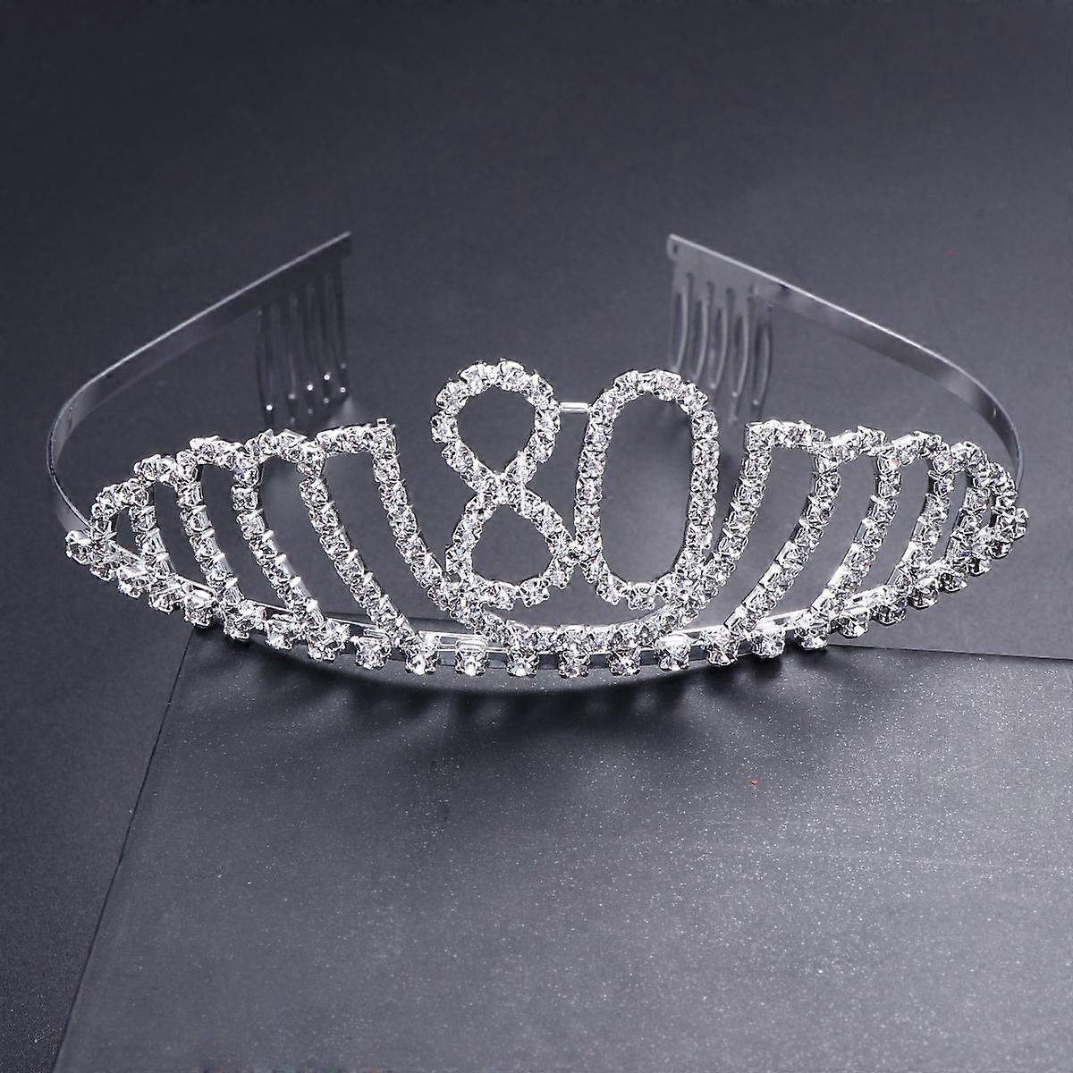 Sparkling Crystal Birthday Tiara Headband For Women Featuring Comb Design For Stable Wearing 1Pack