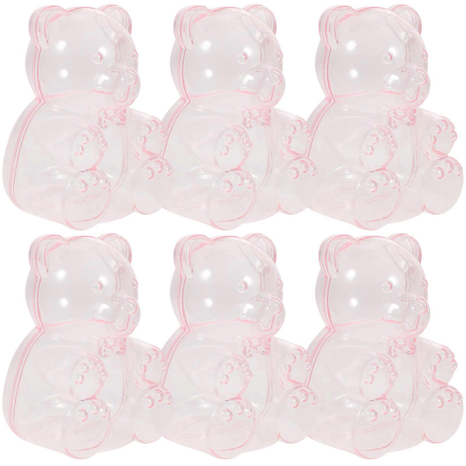 6pcs Bear Shaped Candy Boxes for Party Favors and Gifts Pink Storage Box for Sweets Multipurpose